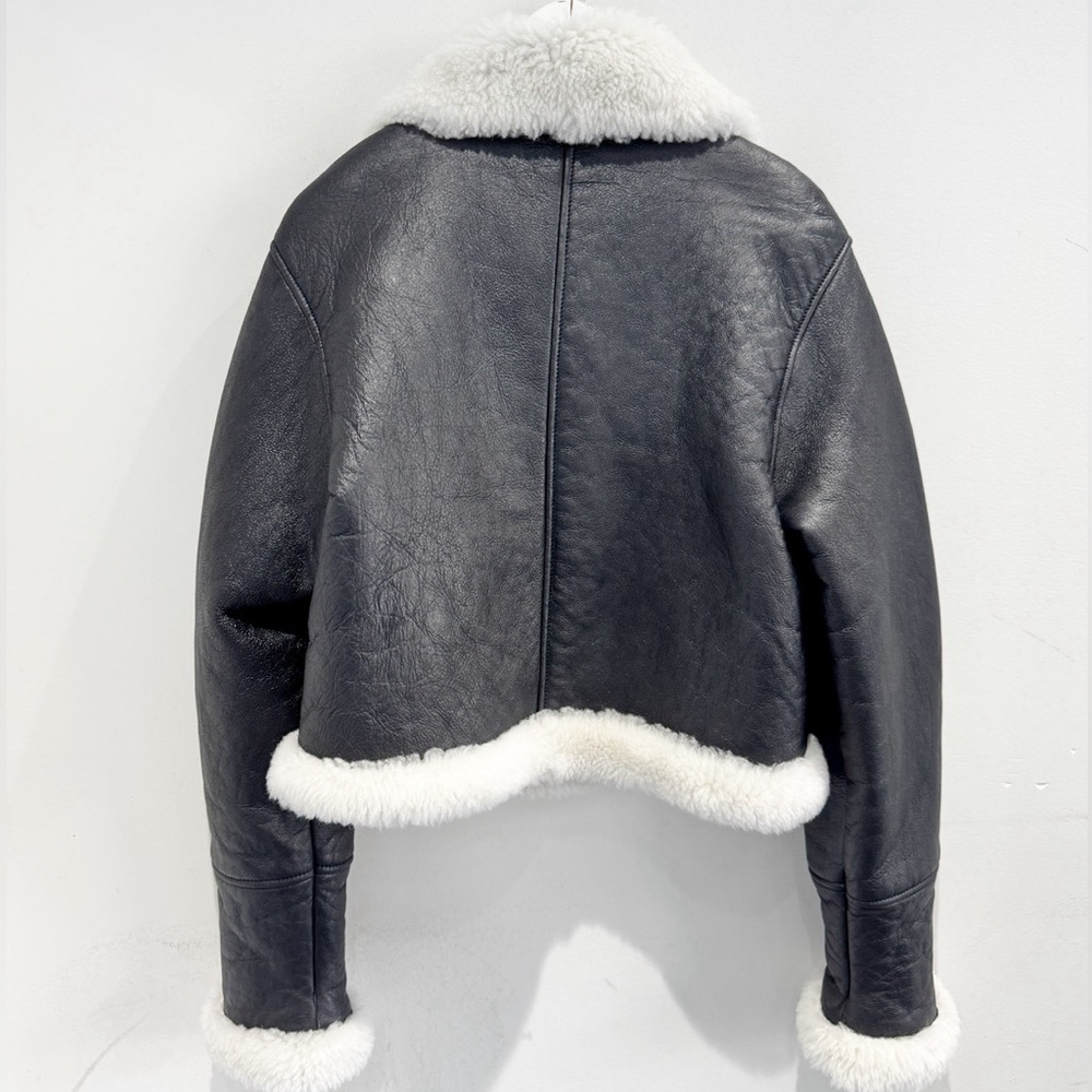 Loewe Black and White Shearling Leather Jacket - Picture 4 of 12